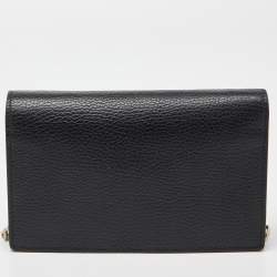 Gucci Black Leather Interlocking G Wallet on Chain
