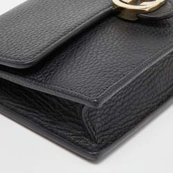 Gucci Black Leather Interlocking G Wallet on Chain