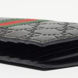 Gucci Black Guccissima Leather Web Vertical Wallet