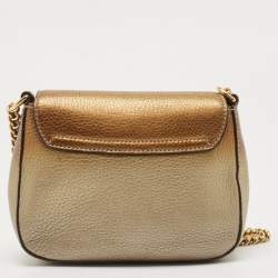Gucci Ombre Gold Leather Soho Flap Crossbody Bag