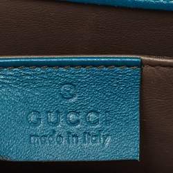 Pre Owned Gucci Teal Suede Crystal Embellished Broadway Clutch