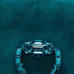 Pre Owned Gucci Teal Suede Crystal Embellished Broadway Clutch
