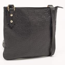 Gucci Black Guccissima Leather  Messenger Bag