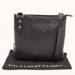 Gucci Black Guccissima Leather  Messenger Bag