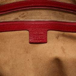 Pre Owned Gucci Red/Beige Tian GG Supreme Canvas Shopper Tote