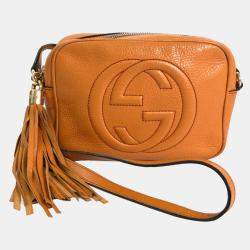 GUCCI #36716 Orange Soho Calfskin Leather Medium Chain-Strap Tote