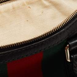 مملوكة مسبقًا حقيبة بوسطن غوتشي فنتدج ويب جلد بنيه متوسطة