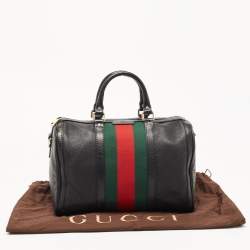 مملوكة مسبقًا حقيبة بوسطن غوتشي فنتدج ويب جلد بنيه متوسطة