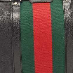 مملوكة مسبقًا حقيبة بوسطن غوتشي فنتدج ويب جلد بنيه متوسطة