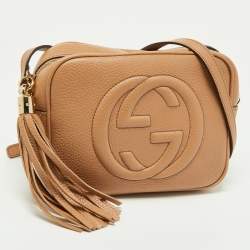 Pre Owned Gucci Beige Leather Small Soho Disco Shoulder Bag