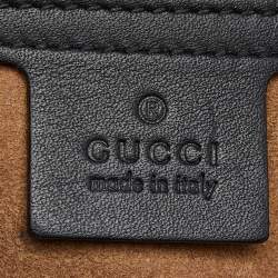 Pre Owned Gucci Beige/Black GG Supreme Canvas and Leather Medium Padlock Tote