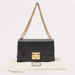 Gucci Black Guccissima Leather Medium Padlock Shoulder Bag