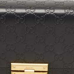 Gucci Black Guccissima Leather Medium Padlock Shoulder Bag