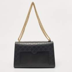 Gucci Black Guccissima Leather Medium Padlock Shoulder Bag