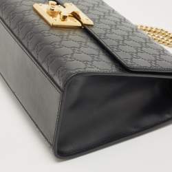 Gucci Black Guccissima Leather Medium Padlock Shoulder Bag