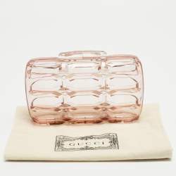 Pre Owned Gucci Clear Brown Plexiglass Aristrographic Box Clutch