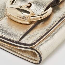 Pre Owned Gucci Gold Leather Romy Clutch
