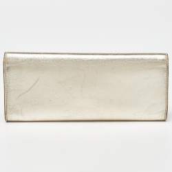 Pre Owned Gucci Gold Leather Romy Clutch