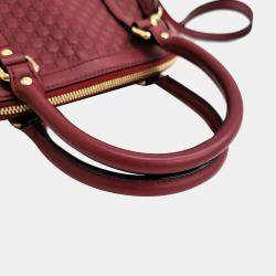 Pre Owned Gucci Red Leather Mico Guccissima Dome Top Handle Bag 