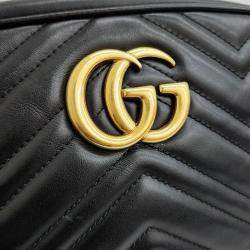 Gucci Black Leather GG Marmont Camera Shoulder Bag