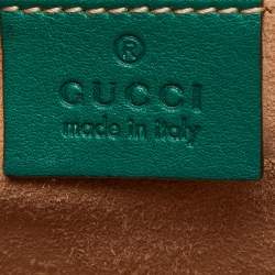 Pre Owned Gucci Green Leather Small Pearl Studded Padlock Shoulder Bag