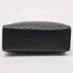 Pre Owned Gucci Black Diagonal Matelasse Leather GG Marmont Tote