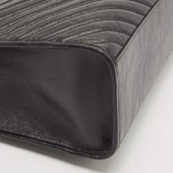 Pre Owned Gucci Black Diagonal Matelasse Leather GG Marmont Tote