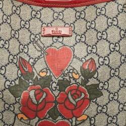مملوكة مسبقًا Gucci Red/Blue GG Supreme Canvas and Patent Leather Medium Heart Tattoo Joy Tote