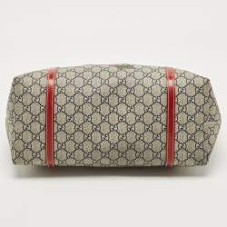 مملوكة مسبقًا Gucci Red/Blue GG Supreme Canvas and Patent Leather Medium Heart Tattoo Joy Tote