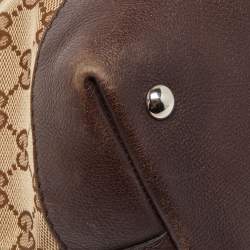 Pre Owned Gucci Ebony/Beige GG Canvas and Leather Techno Tote