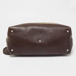 Pre Owned Gucci Ebony/Beige GG Canvas and Leather Techno Tote