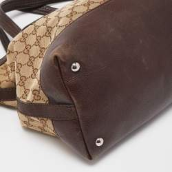 Pre Owned Gucci Ebony/Beige GG Canvas and Leather Techno Tote