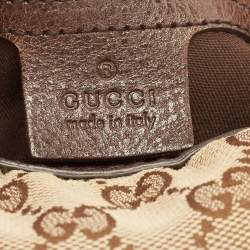 Pre Owned Gucci Beige/Brown GG Canvas and Leather Medium Interlocking G Hobo