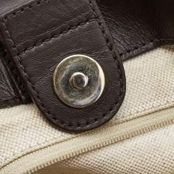 Pre Owned Gucci Beige/Brown GG Canvas and Leather Medium Sukey Tote