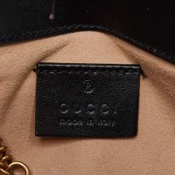 Gucci Black Matelassé Leather Super Mini GG Marmont Shoulder Bag