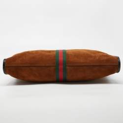 Pre Owned Gucci Brown/Black Suede and Patent Leather Large Rajah Tote