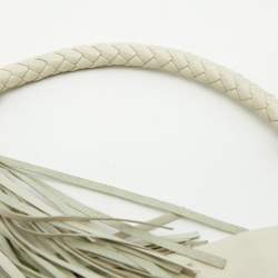 Pre Owned Gucci Off White Leather Small Britt Tassel Hobo