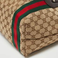 Gucci Beige/Brown GG Canvas and Patent Leather Small Jolie Web Charms Tote