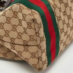Gucci Beige/Brown GG Canvas and Patent Leather Small Jolie Web Charms Tote