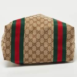 Gucci Beige/Brown GG Canvas and Patent Leather Small Jolie Web Charms Tote