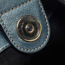 Pre Owned Gucci Metallic Blue Guccissima Leather Large Sukey Tote