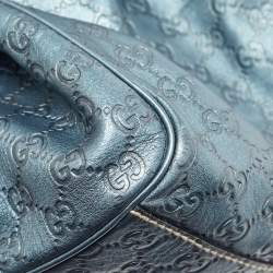 Pre Owned Gucci Metallic Blue Guccissima Leather Large Sukey Tote