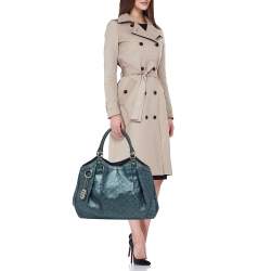 Pre Owned Gucci Metallic Blue Guccissima Leather Large Sukey Tote