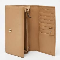 Gucci Beige GG Canvas and Leather Flap Continental Wallet