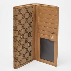 Gucci Beige GG Canvas and Leather Flap Continental Wallet