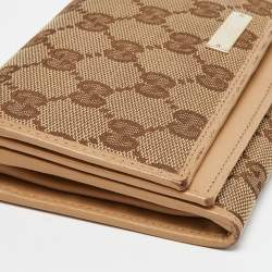 Gucci Beige GG Canvas and Leather Flap Continental Wallet