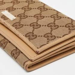 Gucci Beige GG Canvas and Leather Flap Continental Wallet