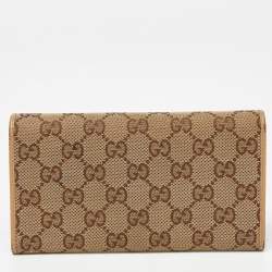 Gucci Beige GG Canvas and Leather Flap Continental Wallet