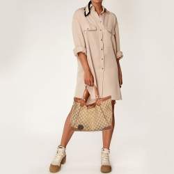 مملوكة مسبقًا Gucci Beige/Brown GG Canvas and Leather Brick Lane Tote