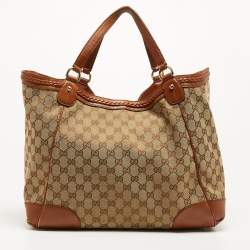 مملوكة مسبقًا Gucci Beige/Brown GG Canvas and Leather Brick Lane Tote